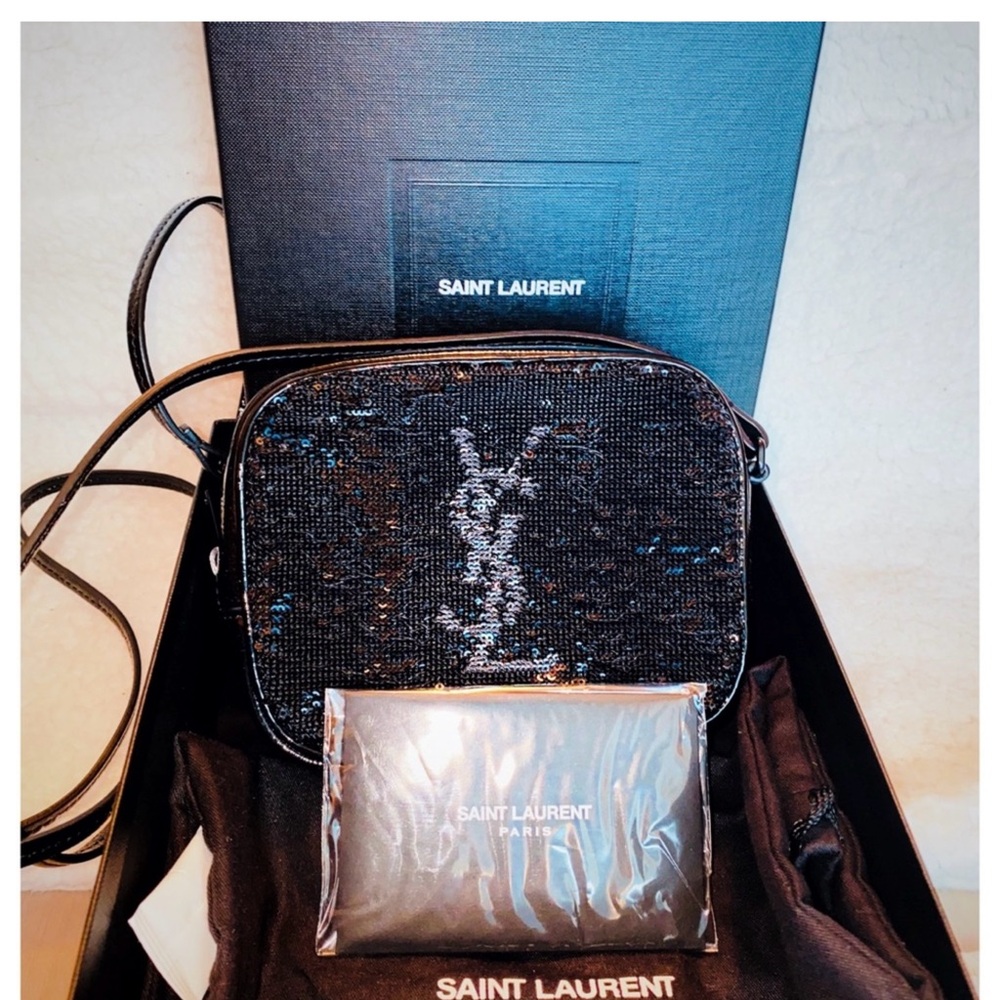 ‼️🤩YVES SAINT LAURENT MONOGRAMED SEQUENCE CROSS BODY BAG‼️EUC‼️‼️
